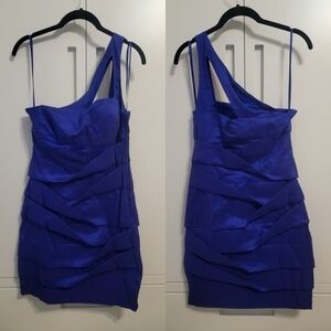 Adrianna Papell Cobalt Blue One Shoulder Dress - L